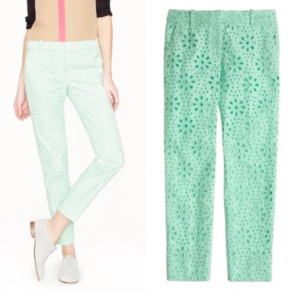 J. Crew cafe Capri eyelet sz 4p mint green